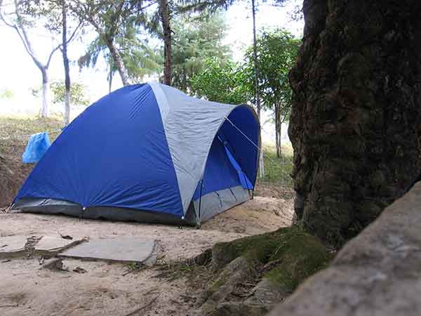 blue dome tent image outdoors camping